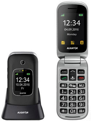 Mobilný telefón Aligator V650 Senior čierny/strieborný