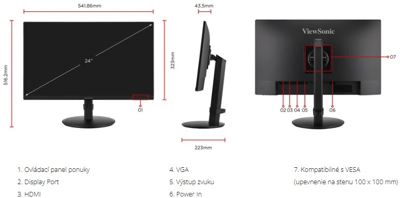 Monitor ViewSonic VA2408-HDJ čierny Monitor ViewSonic VA2408-HDJ čierny