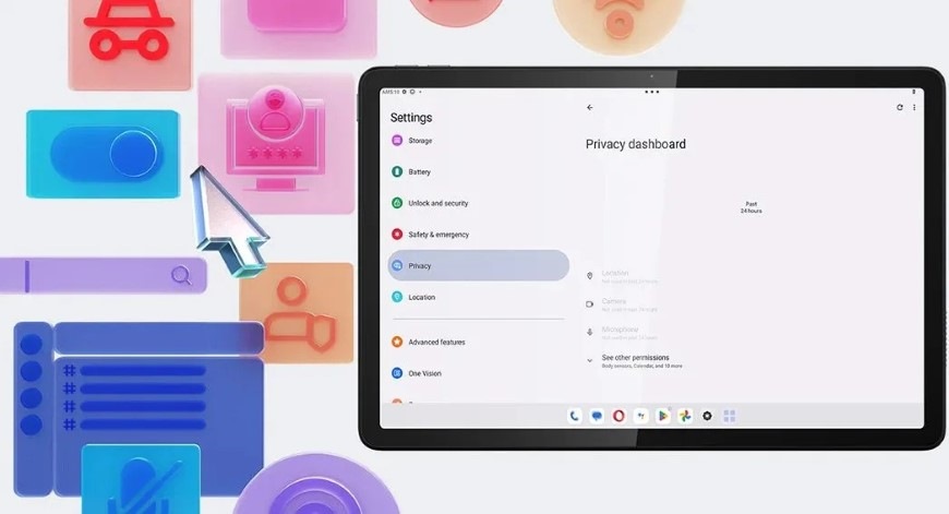 Tablet Lenovo Tab K11 Gen 2 4 GB / 128 GB sivý Detail displeja tabletu Lenovo Tab K11 Gen 2 s funkciou Privacy Dashboard