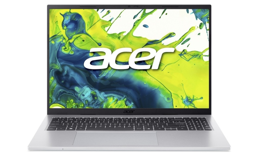 Notebook Acer Aspire Go 16 (AG16-71P-56UC) strieborný Zapnutý a otvorený notebook Acer Aspire Go 16 (AG16-71P-54KA)