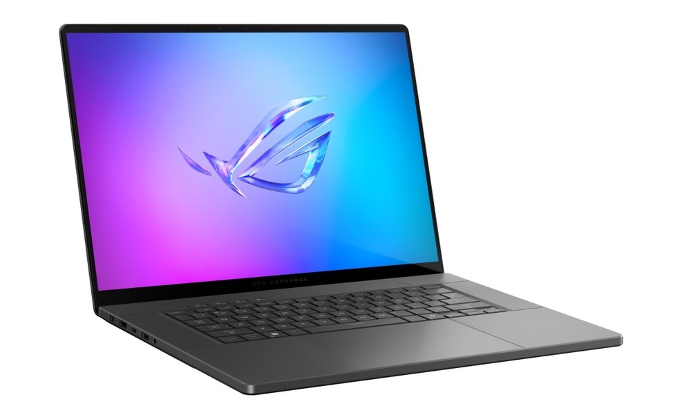 Notebook Asus ROG Zephyrus G16 sivý Otvorený a zapnutý notebook Asus ROG Zephyrus G16