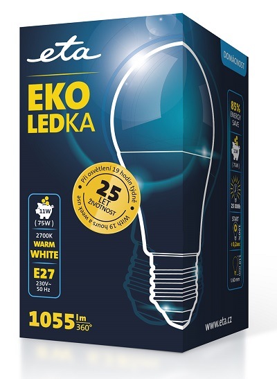 LED žiarovka ETA EKO LEDka klasik 11W, E27, teplá biela