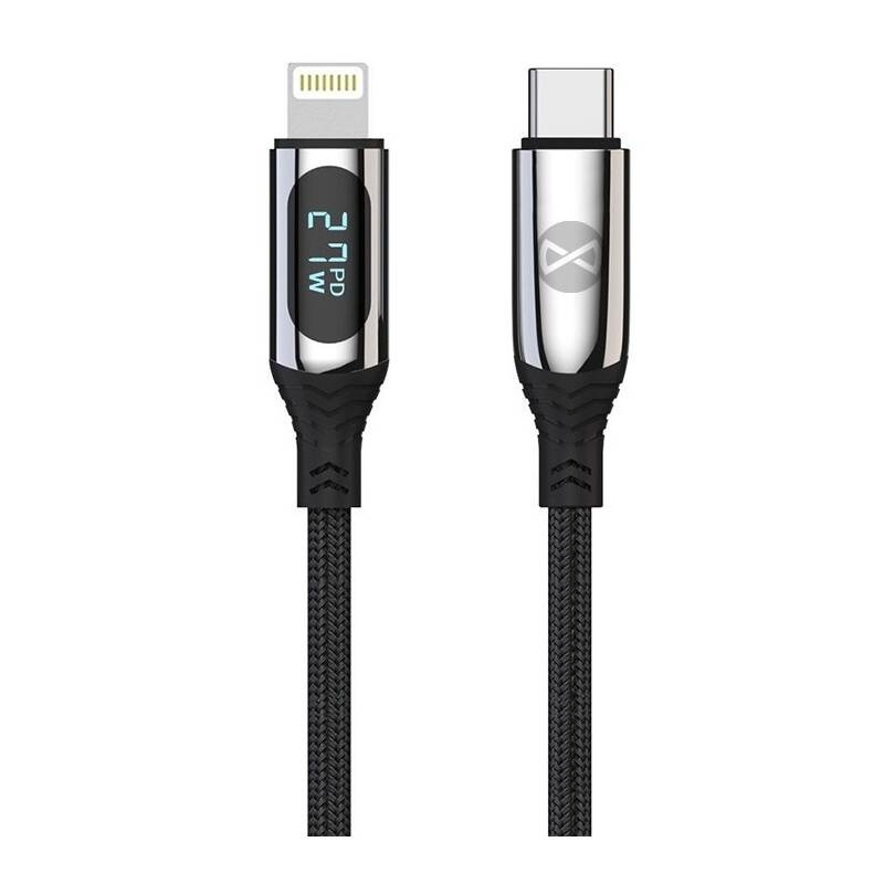 Kábel Forever USB-C/Lightning, s LCD, 27 W, 1 m čierny Kábel Forever USB-C/Lightning, s LCD, 27 W, 1 m čierny