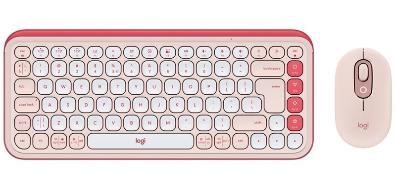 Klávesnica s myšou Logitech POP ICON, US layout ružová