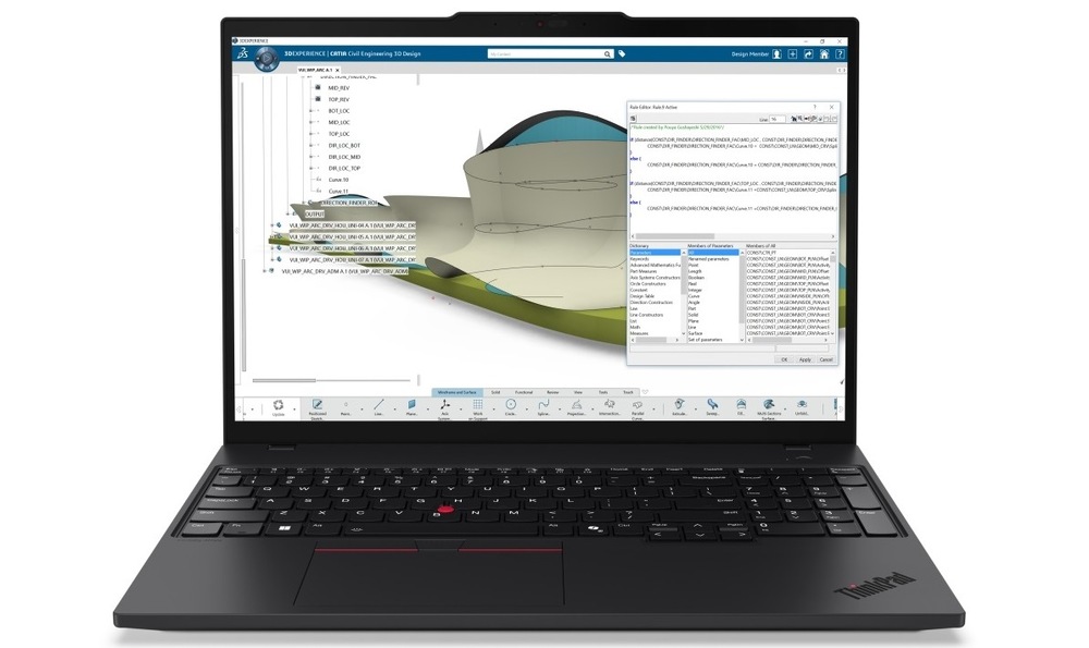 Notebook Lenovo ThinkPad P16s Gen 4 zapnutý spredu