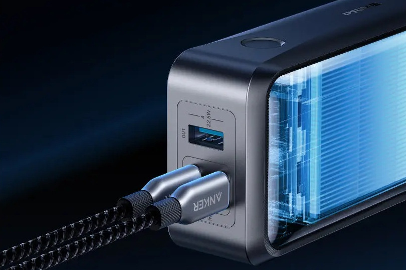 Powerbank Anker Anker Prime 26250mAh, 300W čierny Detail duálneho nabíjania powerbanky Anker Prime