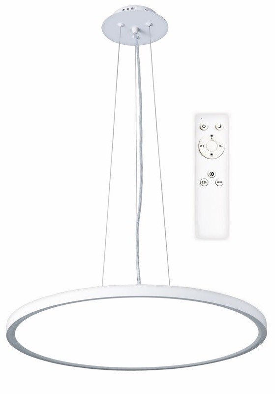 Závesné svietidlo Top Light Revit 60BZ RC, s diaľkovým ovládačom, 50W, 5000lm, stmievanie, pamäť, priemer 60cm, výška 120cm biele