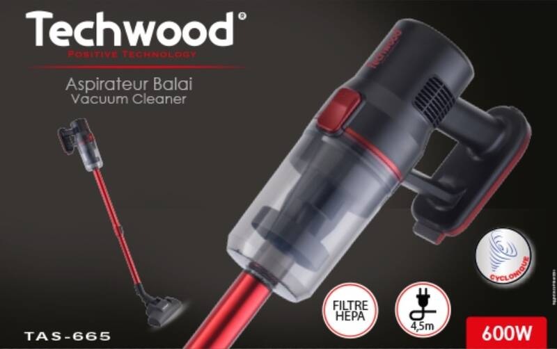 Tyčový vysávač Techwood TAS665 červený