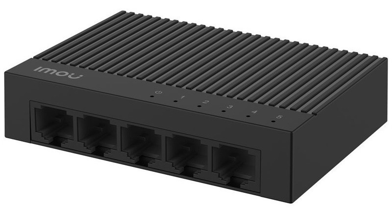 Switch Imou s piatimi portami, LED indikátory, čierna farba