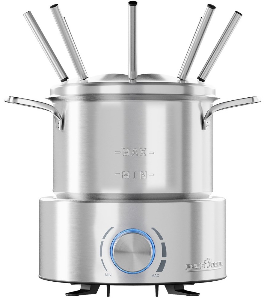 Fondue Profi Cook FD 1288 nerez Fondue ProfiCook FD 1288 z čelnej strany so svietiacim termostatom
