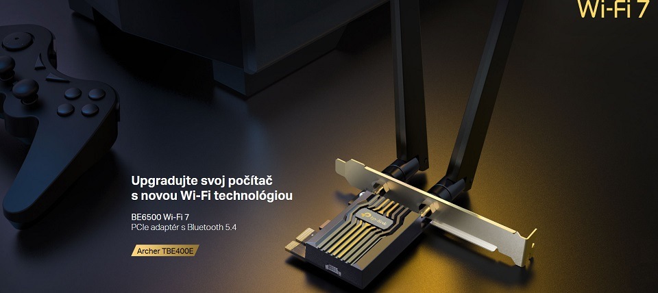 Sieťová karta TP-Link Archer TBE400E BE6500 Wi-Fi 7 Bluetooth PCIe čierna Sieťová karta TP-Link Archer TBE400E BE6500 Wi-Fi 7 Bluetooth PCIe čierna