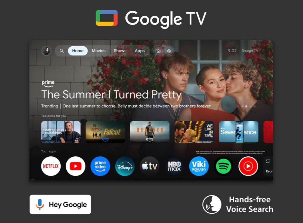 Televízor Sony Bravia 6 83" Televízor Sony BRAVIA 6 z predného, zadného a bočného pohľadu s detailom tenkého prevedenia