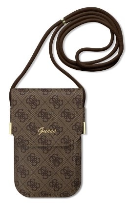 Taštička cez rameno Guess PU 4G Metal Logo Script hnedé