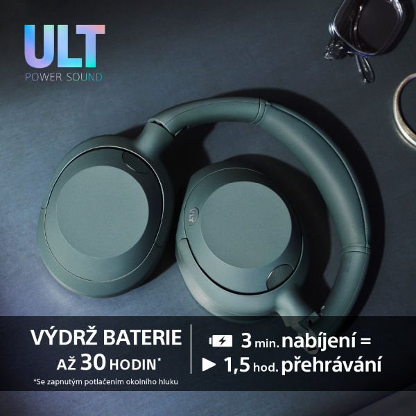 Slúchadlá Sony ULT WEAR - Prodloužená záruka zdarma po registraci sivá/zelená Slúchadlá Sony ULT WEAR - šedá/zelená