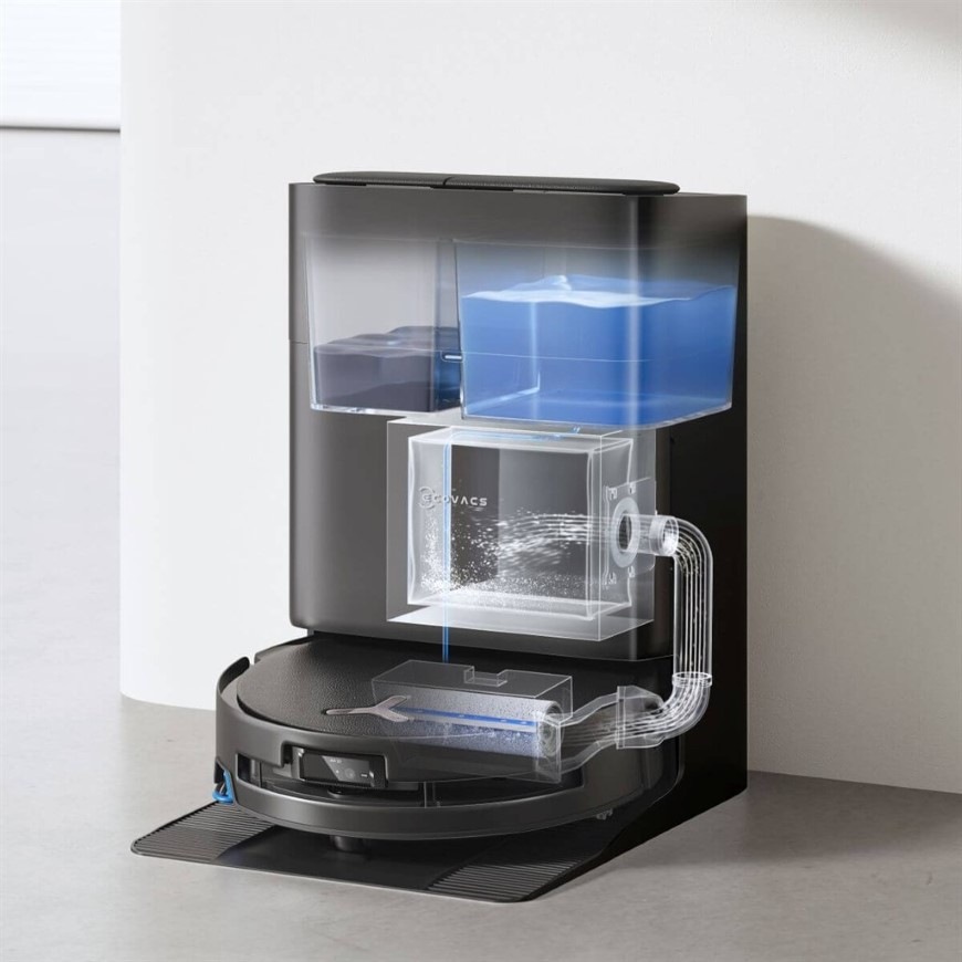 Robotický vysávač Ecovacs DEEBOT T80S OMNI BLACK čierny Nabíjacia a čistiaca stanica s robotom DEEBOT T80S OMNI