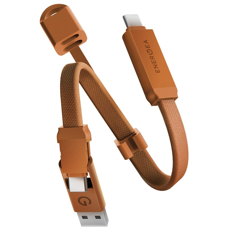 Kábel Energea Sheath Key 2v1 nabíjací - na kľúčenku (60 W) - oranžový