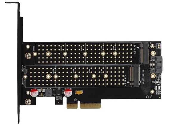 Radič Axagon PCEM2-DC - M.2 NVMe M-key + SATA B-key slot