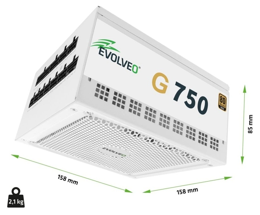 Evolveo G750 80+ Gold je široký len 158 mm – zmestí sa aj do kompaktnej skrine