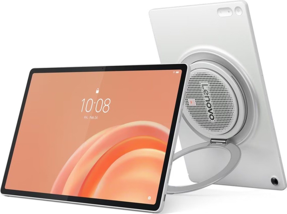 Tablet Lenovo Tab Plus Gen 2 8 GB / 128 GB + ochranné pouzdro biely Lenovo Tab Plus Gen 2 s integrovaným reproduktorom a kruhovým stojanom pripravený na sledovanie videí aj počúvanie hudby