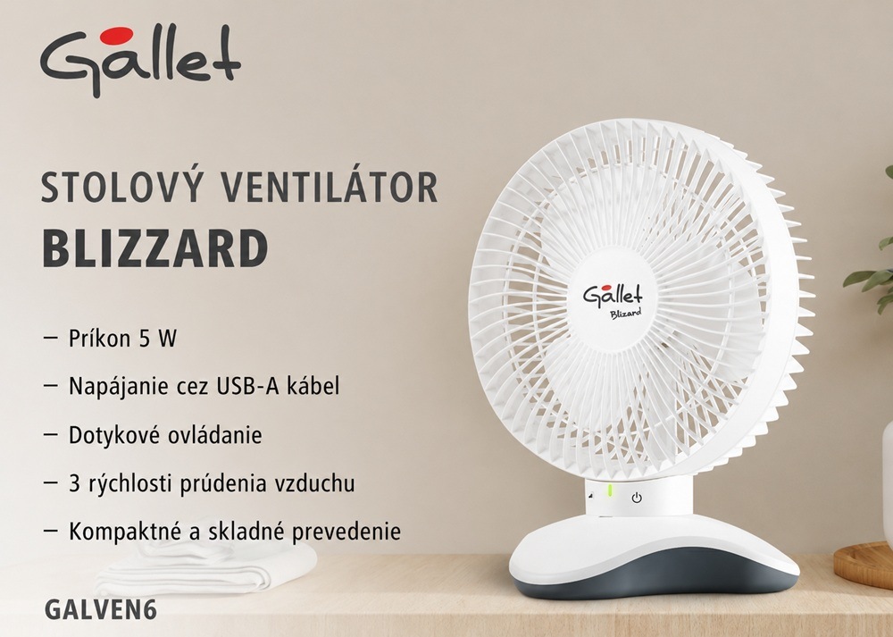 Ventilátor stolový Gallet Blizzard VEN6 biely Ventilátor stolový Gallet Blizzard VEN6 biely