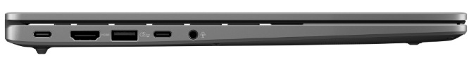 USB-C, HDMI, USB-A a 3,5 mm konektor na boku notebooku ASUS Vivobook S14