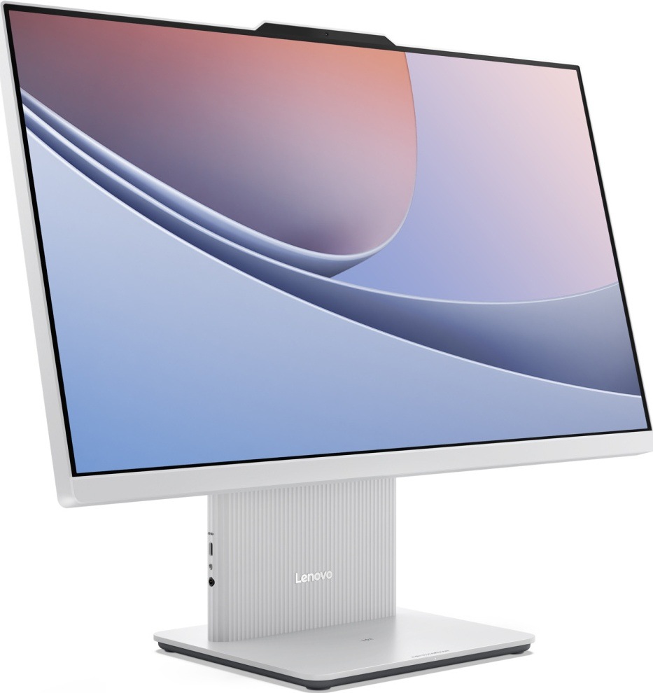 PC all in-one Lenovo IdeaCentre 24IRH9 sivý Pohľad na prednú stranu a pravý bok Lenovo IdeaCentre