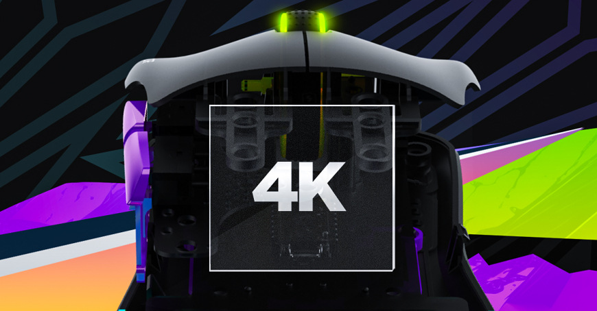 Myš HATOR Pulsar 3 ULTRA čierna Priehľadová vizualizácia elektroniky myši HATOR Pulsar 3 Ultra 4K Wireless s označením 4K