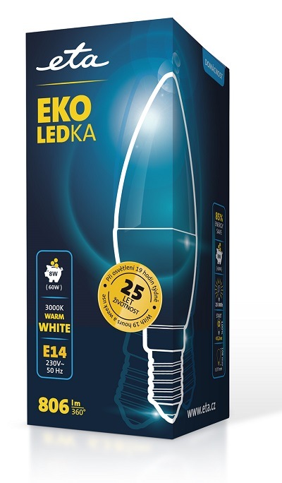 LED žiarovka ETA EKO LEDka sviečka 8W, E14, teplá biela LED žiarovka ETA EKO LEDka sviečka 8W, E14, teplá biela