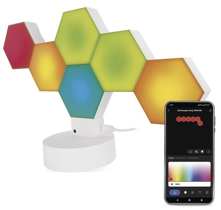 Stolná lampa EMOS GoSmart, Quantum Light, 5,5 W, RGB biela