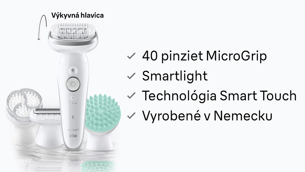 Epilátor Braun Silk-épil 9 Skin Spa SES9-080 strieborný 40 pinziet MicroGrip eplilátora Braun Silk-épil 9 Skin Spa SES9-080