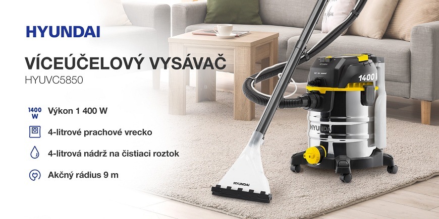 Viacúčelový vysávač Hyundai VC5850 čierny/žltý/nerez Viacúčelový vysávač Hyundai VC5850 čierny/žltý/nerez