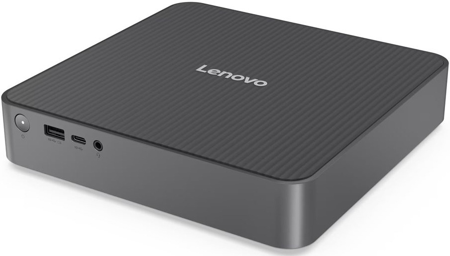 PC mini Lenovo IdeaCentre Mini 01IRH10R čierny Pohľad šikmo zboku na mini počítač Lenovo IdeaCentre Mini