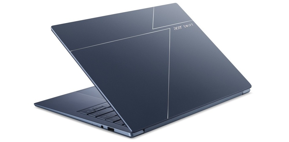 Notebook Acer Swift Go 14 AI (SFG14-I71-7285) modrý Pootvorený notebook Acer Swift Go 14 AI (SFG14-I71-7285) zozadu