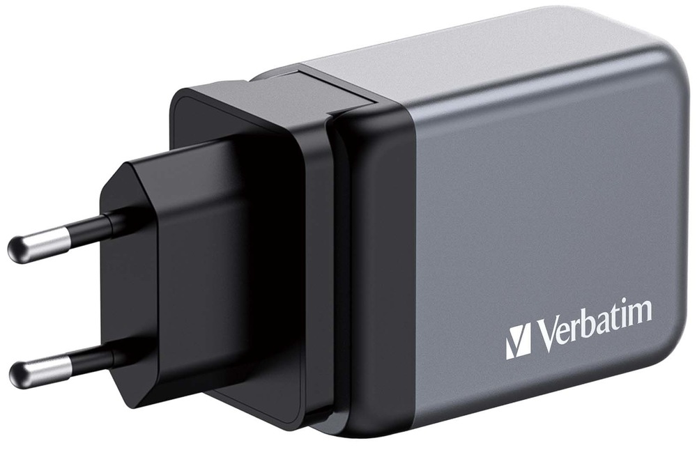Cestovný adaptér Verbatim GNC-65 GaN 65W, 2x USB-C PD 65W, 1x USB-A QC 3.0 strieborný Cestovný adaptér Verbatim GNC-65 GaN 65W, 2x USB-C PD 65W, 1x USB-A QC 3.0 strieborný