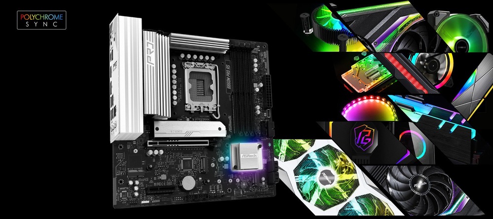 Základná doska ASRock B860M Pro RS Podsvietenie Polychrome RGB pomáha vytvárať neopakovateľnú atmosféru v miestnosti