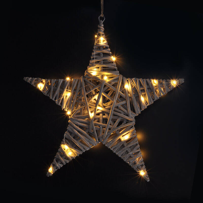 LED dekorácie Solight ratanová hviezda, 40x LED, 2xAA, 40cm