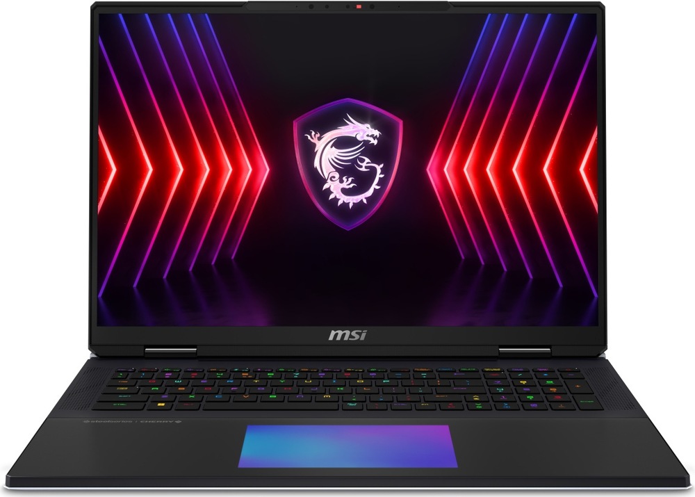 Notebook MSI Titan 18 HX A2WJ-1286CZ čierny Čelný pohľad na MSI Titan 18 HX s 18" displejom s rozlíšením UHD+ a rýchlym obnovovaním