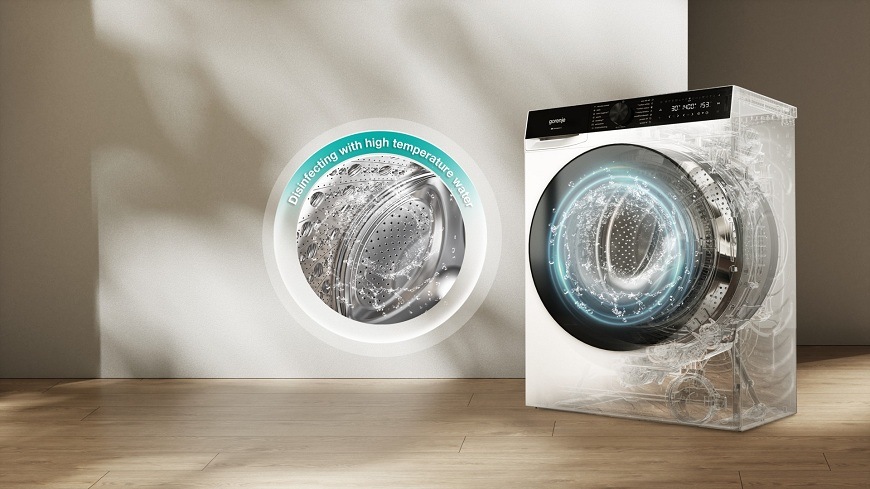 Práčka Gorenje WS674A FastWashPro biela priehľadná práčka gorenje WS674A s vodou v bubne