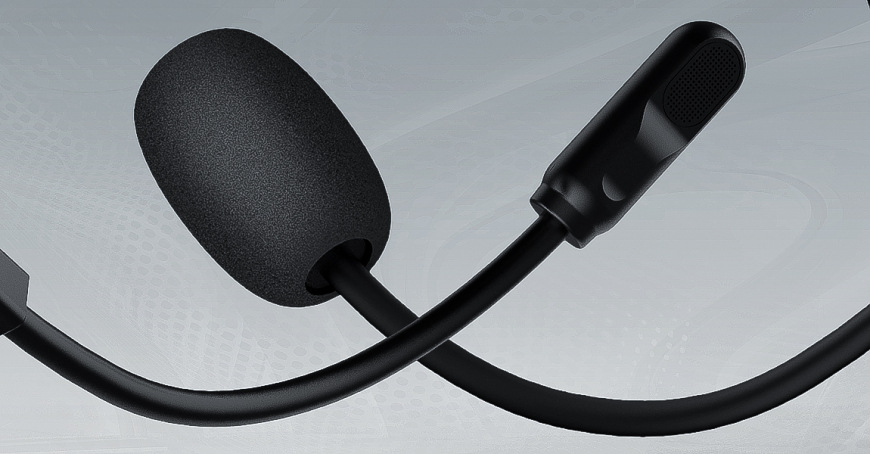 Detail ohybného mikrofónu headsetu HATOR Hypergang 3 USB s pop filtrom