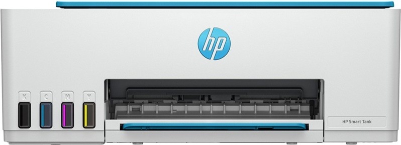 Tlačiareň multifunkčná HP Smart Tank 596 čierna/biela/modrá Pohľad spredu na tlačiareň HP Smart Tank 596″ width=