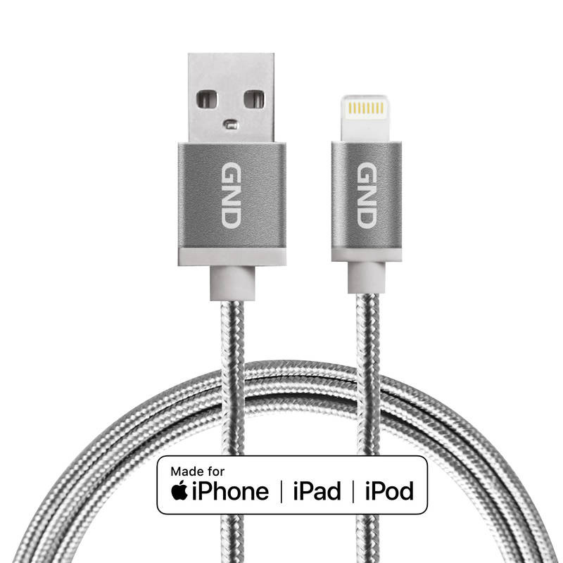Kábel GND USB / lightning MFI, 2m, opletený Titanium