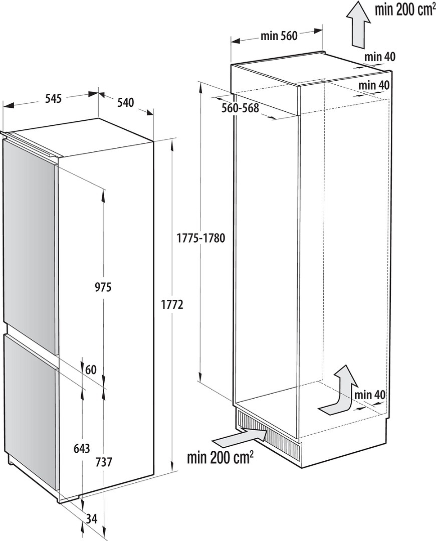 Chladnička s mrazničkou Gorenje G600 NRKI517D61WF biela „Chladnička