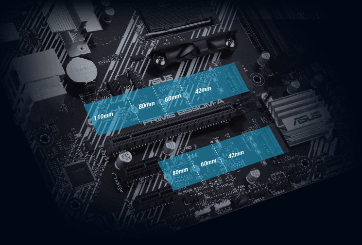 Základná doska Asus PRIME B550M-A Asus PRIME B550M-A podporuje rýchla SSD