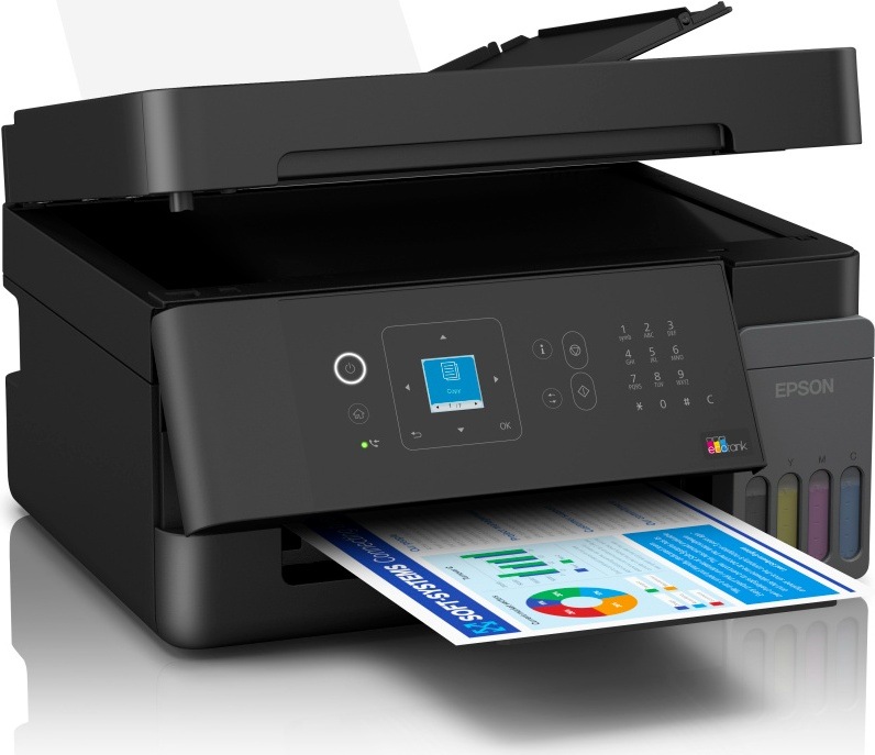 Multifunkčná tlačiareň so skenerom Epson EcoTank L5390 pri tlači dokumentu