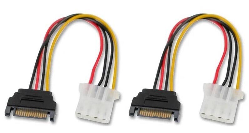 Kábel AKASA SATA redukcia napájania na 4pin Molex, 15cm, 2ks
