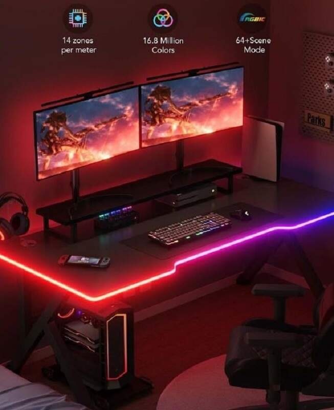 LED pásik Govee Neon RGBIC, LED podsvietenie pre stôl, 3 m biely LED pásik Govee Neon RGBIC, LED podsvietenie pre stôl, 3 m biely