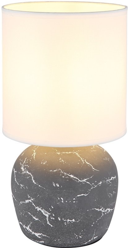 Stolová lampička GLOBO Marble s keramickou základňou v šedej farbe