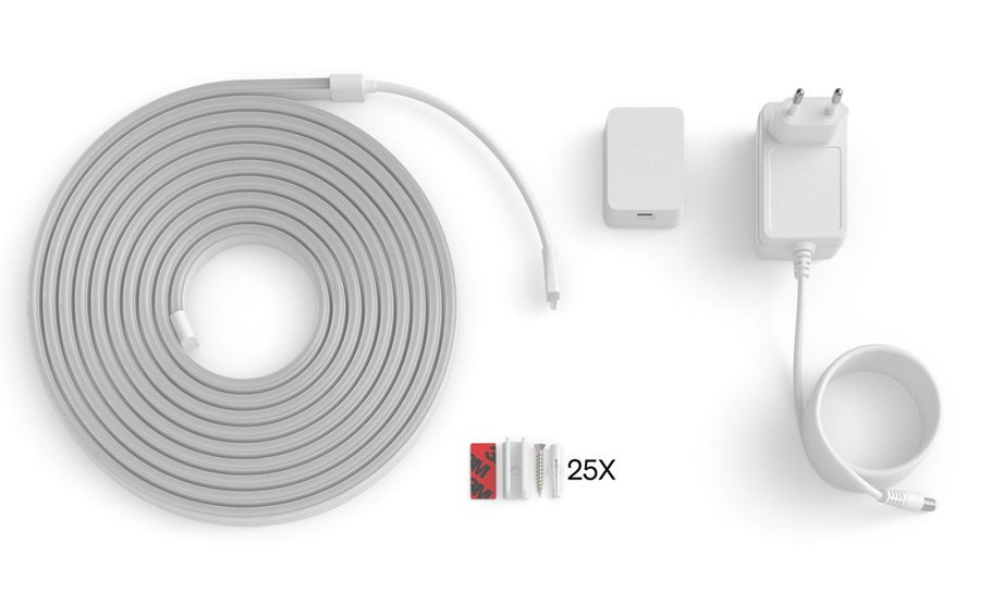LED pásik Philips Hue Essential RGB, Neon, 5 m Súprava LED pásky Philips Hue Essential RGB s napájaním a montážnym príslušenstvom