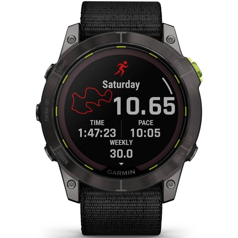 Inteligentné hodinky Garmin Enduro 2 PRO Sapphire Solar - Carbon Gray Titanium/ Black UltraFit Nylon Band