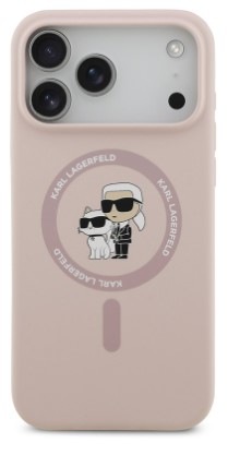 Kryt na mobil Karl Lagerfeld Liquid Silicone Karl and Choupette MagSafe na Apple iPhone 17 Pro Max ružový